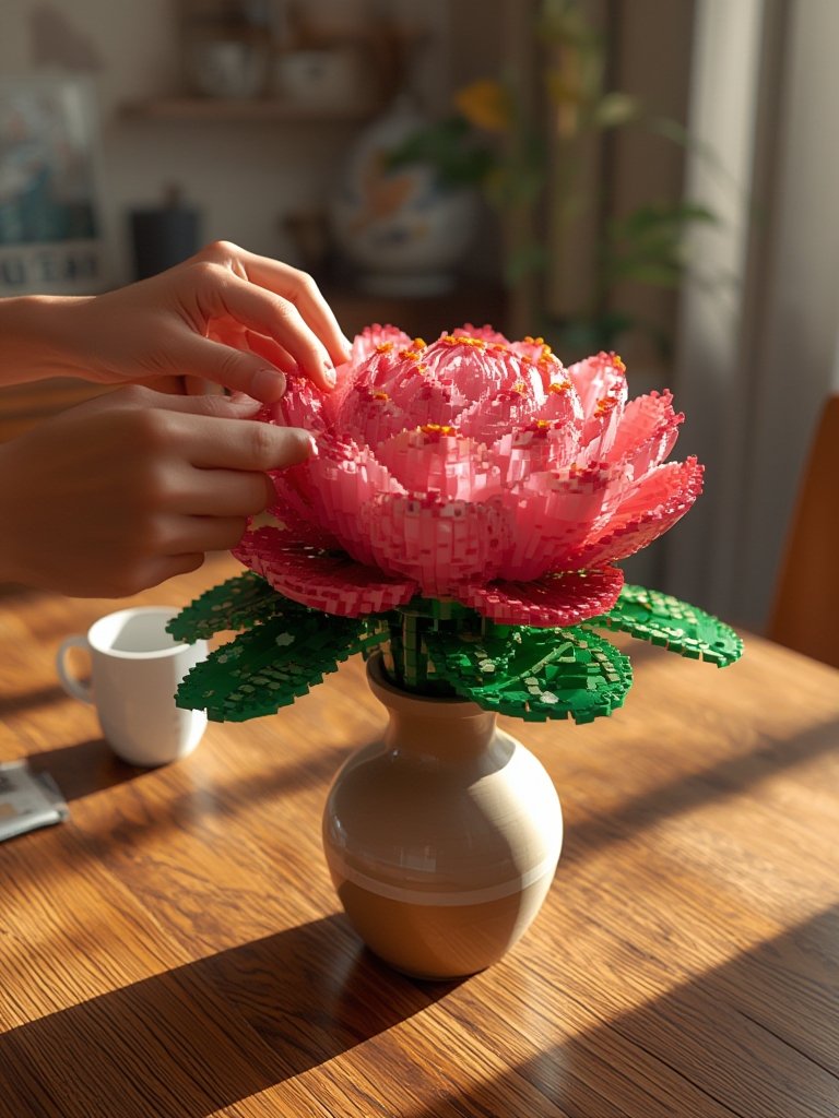 LEGO Flowers: 5 Ultimate Checklist For Amazing Home Decor In 2026 2 Lotus LEGO artificial blossom being assembled for mindful LEGO building