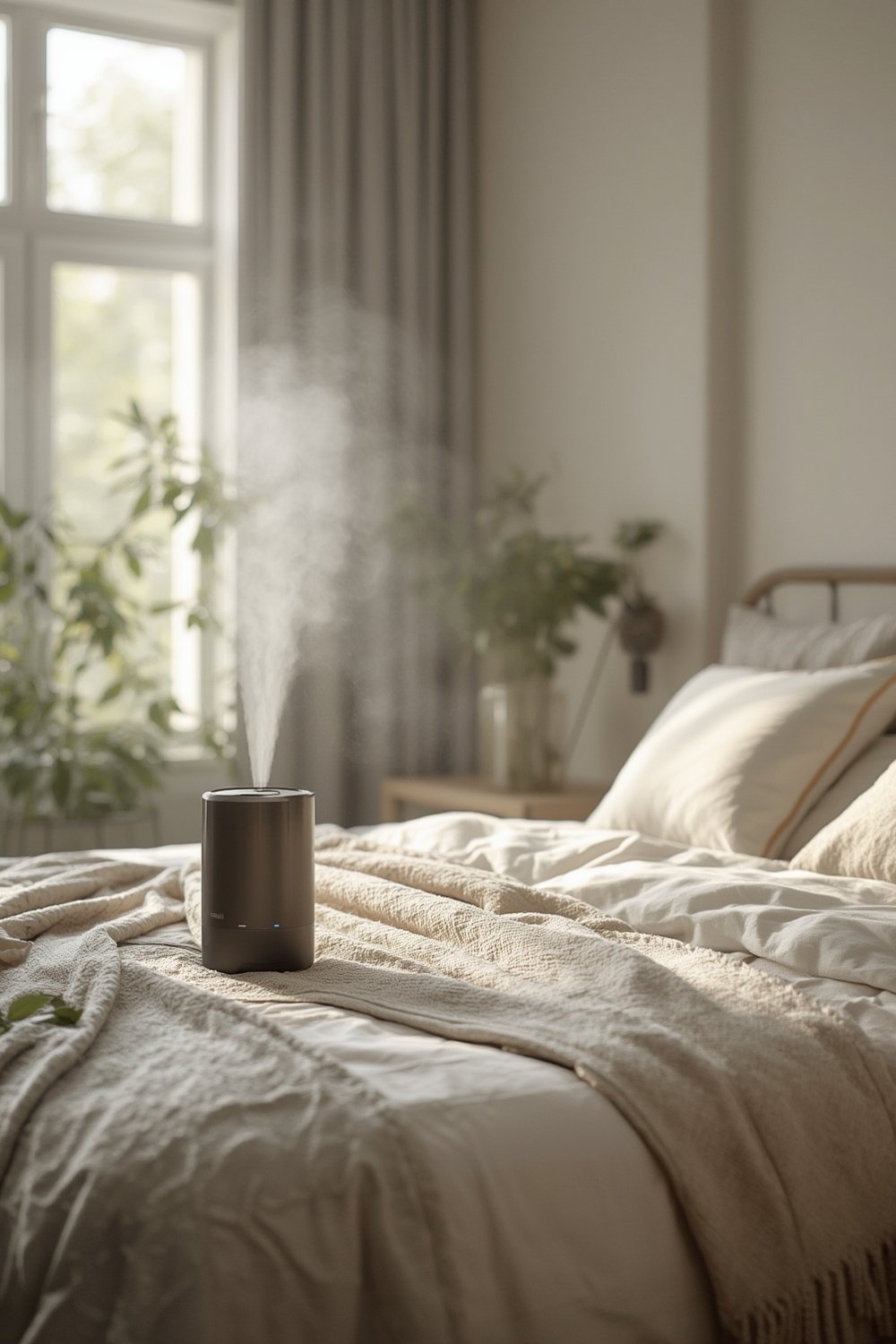 humidifier bedroom in use