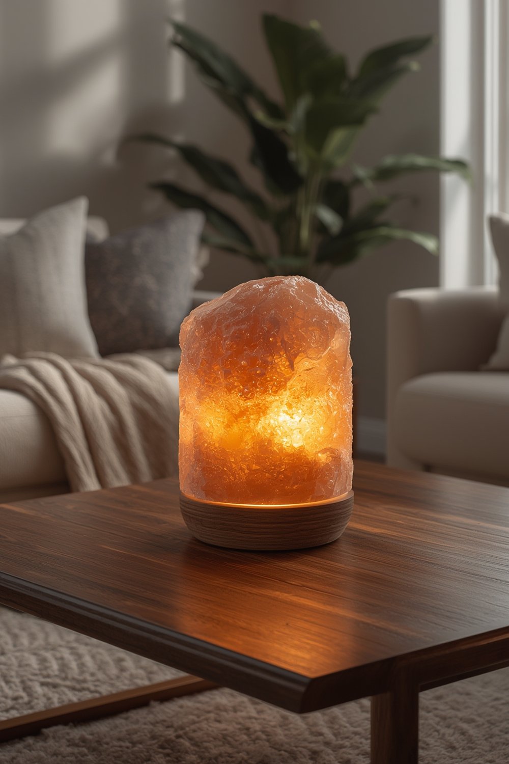 Himalayan Glow Salt Lamp with Touch Dimmer Switch 5-7 lbs emitting warm amber glow