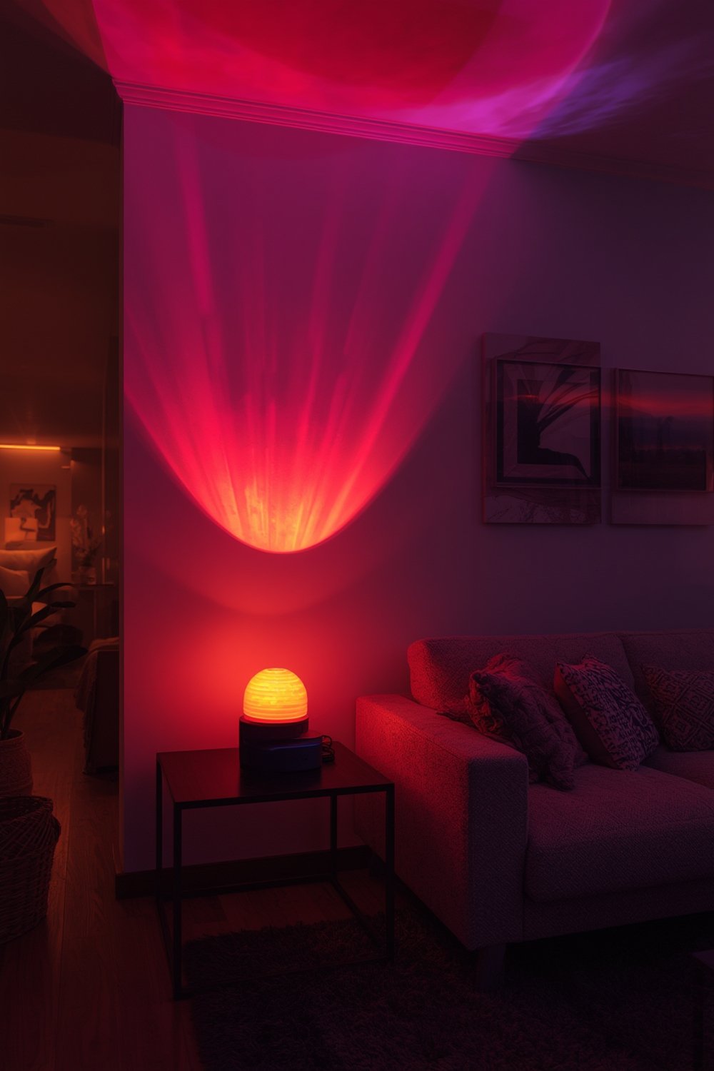 Neroupe Sunset Lamp Projector with APP & Button Control in bedroom setting