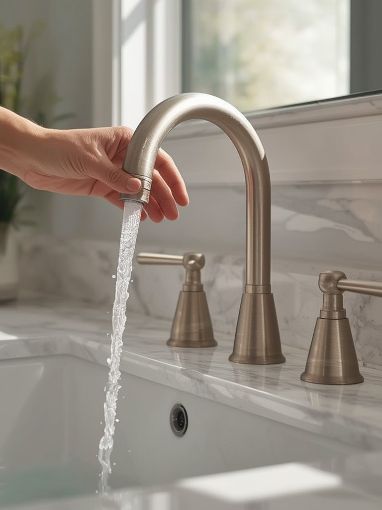 high arc faucet - Moen Idora in modern bathroom
