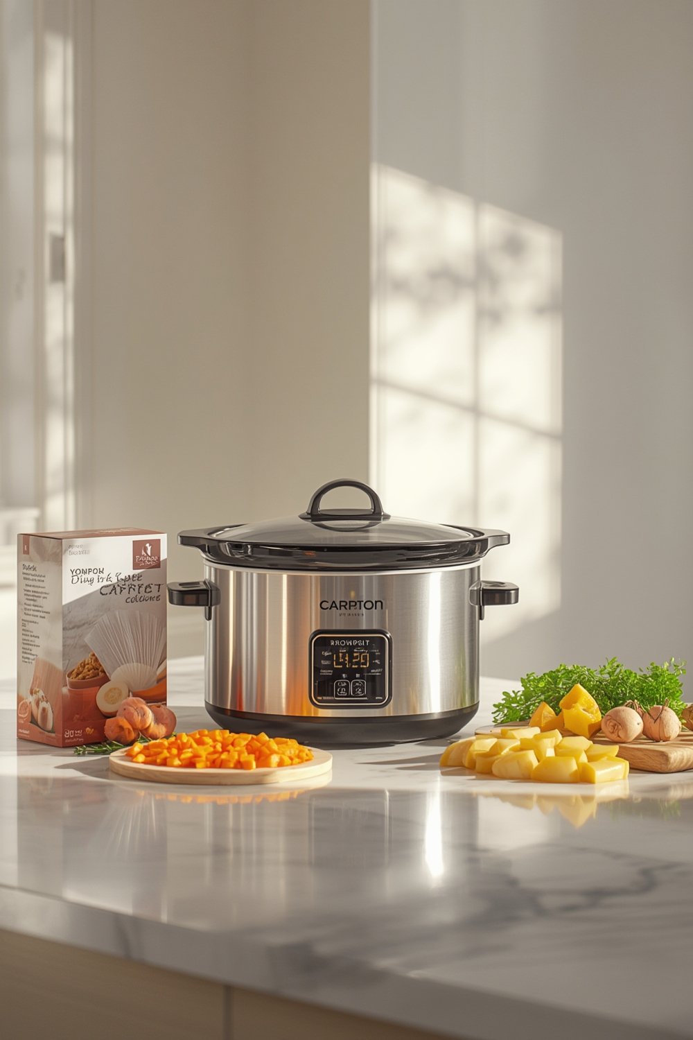 slow cooker in kitchen counter