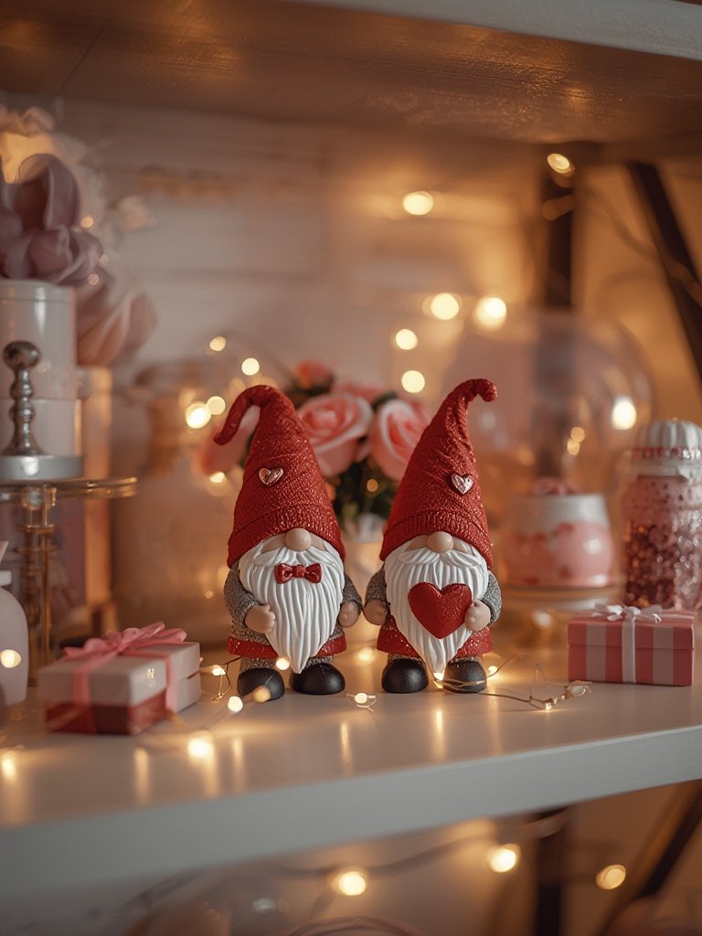 valentines decor tiered tray handcrafted gnome